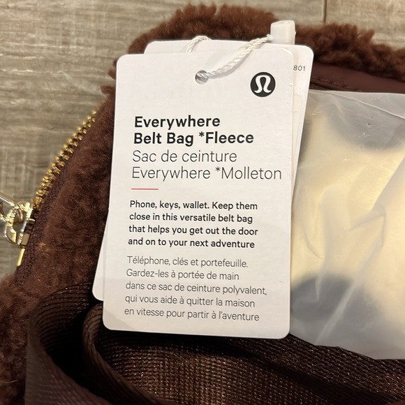 Lululemon NWT Everywhere Fleece Belt Bag brown with gold hardware - Picture 6 of 6